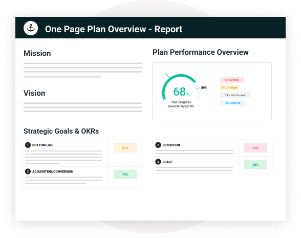 Strategic planning software with reports.